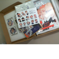 Set of anime magazine + 4 badges for clothes + stickers + 2 postcards