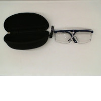 Clear glasses in a black glasses case
