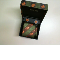 Silk tie+fabric cufflinks in a gift box