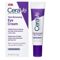 Set of 2 CeraVe Skin Renewing Eye Cream/Moisturizing Cream 52ml Eye cream Helps reduce wrinkles and crow's feet. Skin around the eyes is smoother and brighter. 14.2g/15ml visibly reduces puffiness. Helps increase moisture around the eye area.