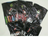 Set of 5 black ROCK@TEES T-shirts with rock band print: SLIPKNOT,KISS,NIRVANA,PINK FLOYD,METALLICA Set of 5 black ROCK@TEES T-shirts with rock band print: SLIPKNOT,KISS,NIRVANA,PINK FLOYD,METALLICA