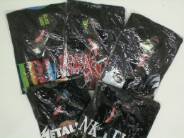 Set of 5 black ROCK@TEES T-shirts with rock band print: SLIPKNOT,KISS,NIRVANA,PINK FLOYD,METALLICA