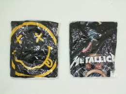 Set of 2 black ROCK@TEES T-shirts with band print: METALLICA, NIRVANA.Size XL