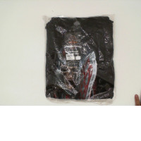 ROCK EAGLE Black hooded jacket with a skeleton crown and sword Size XL ROCK EAGLE Black hooded jacket with a skeleton crown and sword Size XL