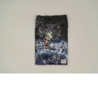 ROCK TEES  Black shirt with blue letter pattern Size L