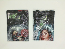 Set of 2 black ROCKEAGLE t-shirts with woman print/ Size S