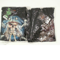 ROCK EAGLE Black hooded jacket Blue pirate skull pattern with green pen holder pattern Size M