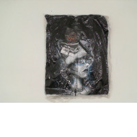 ROCK EAGLE Black hooded jacket with a woman and a wolf pattern Size L