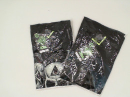 Set of 2 ROCK EAGLE Black round neck t-shirt with a skeleton playing a guitar and a skeleton with triangle eyes. Size M