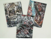 Set of 3 black ROCK@TEES T-shirts with demon print, size S