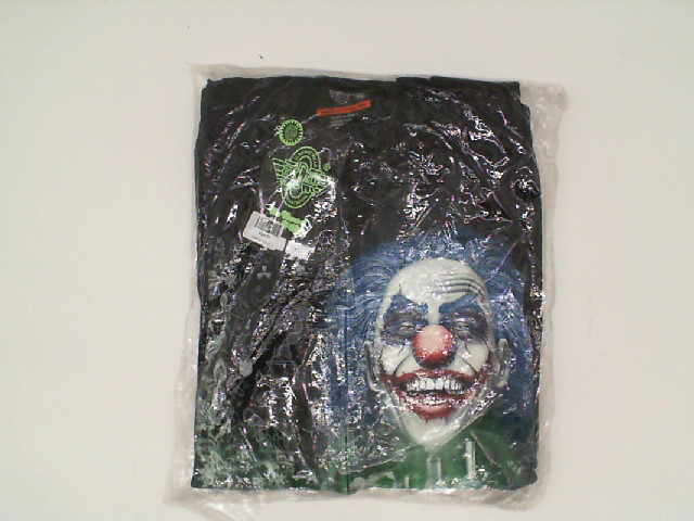 ROCK EAGLE Black hooded jacket with a smiling Joker clown pattern Size XL ROCK EAGLE Black hooded jacket with a smiling Joker clown pattern Size XL