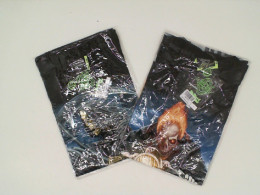 Set of 2 ROCK EAGLE Black round neck t-shirt with a Ghost Rider and Grim Reaper holding a scythe pattern. Size S 