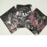 Set of 3 ROCK@TEES Black round neck t-shirt with grim reaper pattern  