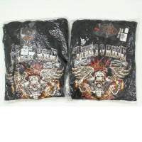Set of 2 ROCK EAGLE Black hooded jacket with winged grim reaper pattern 