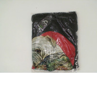 SUPER GLOW Black hooded jacket with a Japanese tattooed dog pattern Size XL