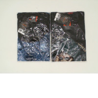 Set of 2 ROCK EAGLE Black round neck t-shirt with blue wolf print and woman wearing headscarf Size L Set of 2 ROCK EAGLE Black round neck t-shirt with blue wolf print and woman wearing headscarf Size L