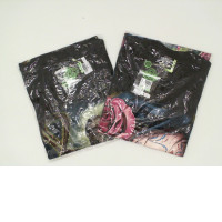 Set of 2 ROCK EAGLE Black round neck t-shirt with a pattern of a grim reaper riding a motorcycle and a purple-haired woman. Size XL Set of 2 ROCK EAGLE Black round neck t-shirt with a pattern of a grim reaper riding a motorcycle and a purple-haired woman. Size XL