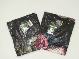 Set of 2 ROCK EAGLE Black round neck t-shirt with a pattern of a grim reaper riding a motorcycle and a purple-haired woman. Size XL