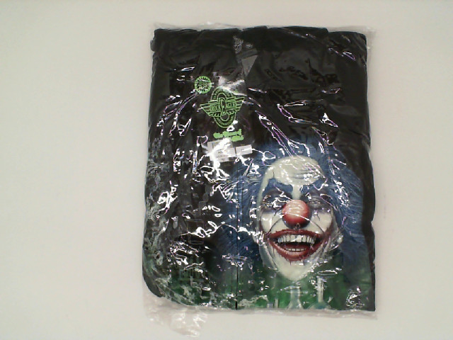 ROCK EAGLE Black hooded jacket with a smiling Joker clown pattern Size 2XL ROCK EAGLE Black hooded jacket with a smiling Joker clown pattern Size 2XL