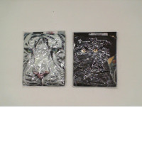 Set of 2 ROCK EAGLE Black round neck t-shirt with a black cat with yellow eyes wearing a witch hat and a white tiger. Size M