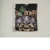 ROCK EAGLE Black hooded jacket with a pattern of three-headed grim reaper wearing black glasses. Size S