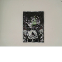 ROCK EAGLE Black round neck t-shirt with a grim reaper pattern with three-eyed eyes Size L