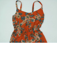 Orange short dress with floral pattern