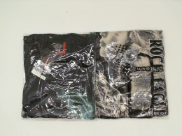 Set of 2 ROCK EAGLE Black round neck t-shirt with white hair woman and Native American woman pattern