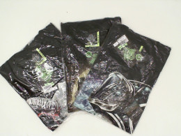 Set of 3 x ROCK EAGLE Black round neck t-shirt with a grim reaper pattern and a grim reaper riding a motorcycle pattern and a black-haired woman pattern