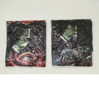 Set of 2 ROCK EAGLE Black T-shirt with round neck and cowboy pattern