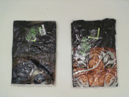 Set of 2 ROCK EAGLE Black round neck t-shirt with tiger print and purple hair woman pattern