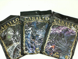 Set of 3 SUPER GLOW Black round neck t-shirt with blue leopard print and black dragon print