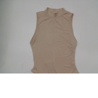 Women's cream-colored round-neck sleeveless shirt