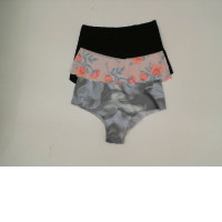 Set of 3 Women's underwear in black, cream and grey patterns Set of 3 Women's underwear in black, cream and grey patterns
