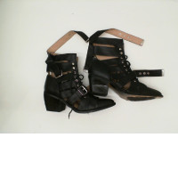 Black braided ankle high heels