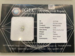 Moissanite 1.56 carats size 10.1*6.3*4.0 shape pear colour yellow cut very good