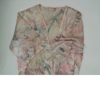 Pink bathrobe with floral pattern