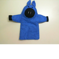 Handmade toy, hand puppet, pig