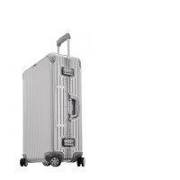 Gray suitcase on wheels, with clasps 74/46/32