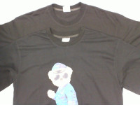 Set of 2 Black oversized round neck t-shirt with bear pattern