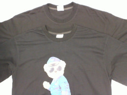 Set of 2 Black oversized round neck t-shirt with bear pattern