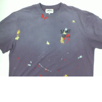 Purple oversized round neck t-shirt with pattern