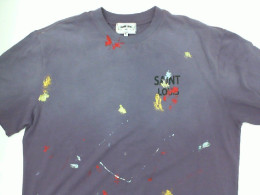 Purple oversized round neck t-shirt with pattern