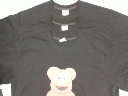 Set of 3 Black oversized round neck t-shirt with bear pattern