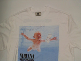 Oversized white round neck t-shirt with a pattern of a baby swimming