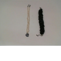 Set of 2 Black and white beaded necklace with heart pendant