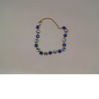 Gold necklace with multi-colored beads
