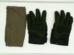 Cycling set: Gloves + dark green headgear