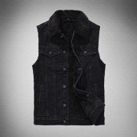Men's denim vest, black