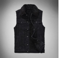 Men's denim vest, black